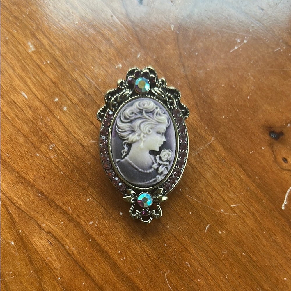 Gold and Purple Victorian-Inspired Brooch